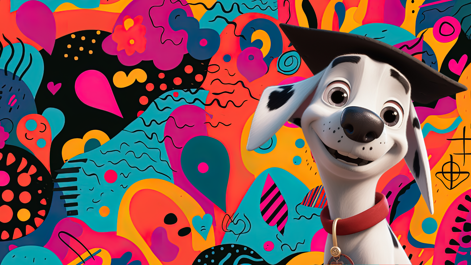 Spotted Genius where learning is a walk in the park background Dalmatian